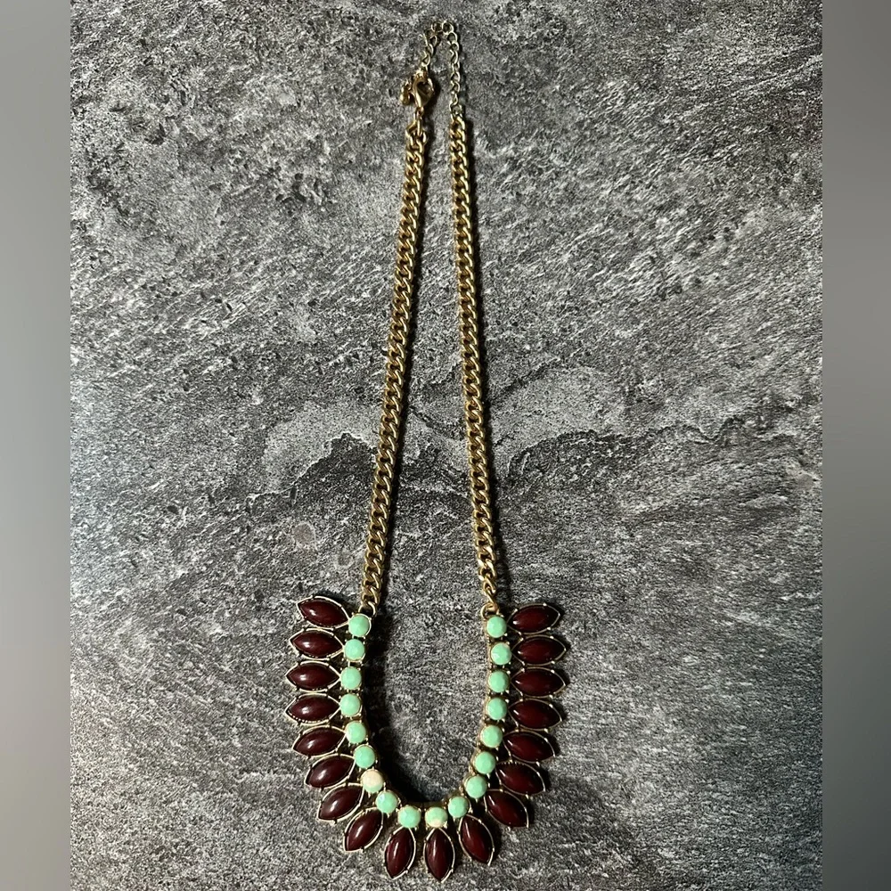 Vintage Gold Chain Necklace with Marquise Cut Stones - Picture 5 of 5